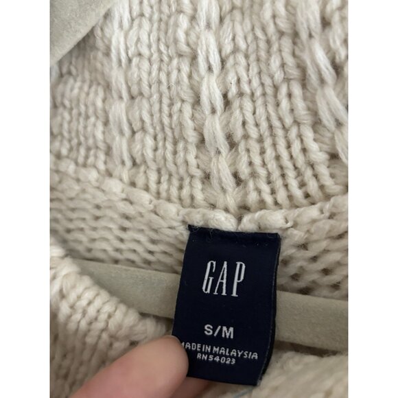 GAP Kids Sweater Knit Poncho Cape Ivory Cream Buttons Lambs Wool S/M - Picture 5 of 12